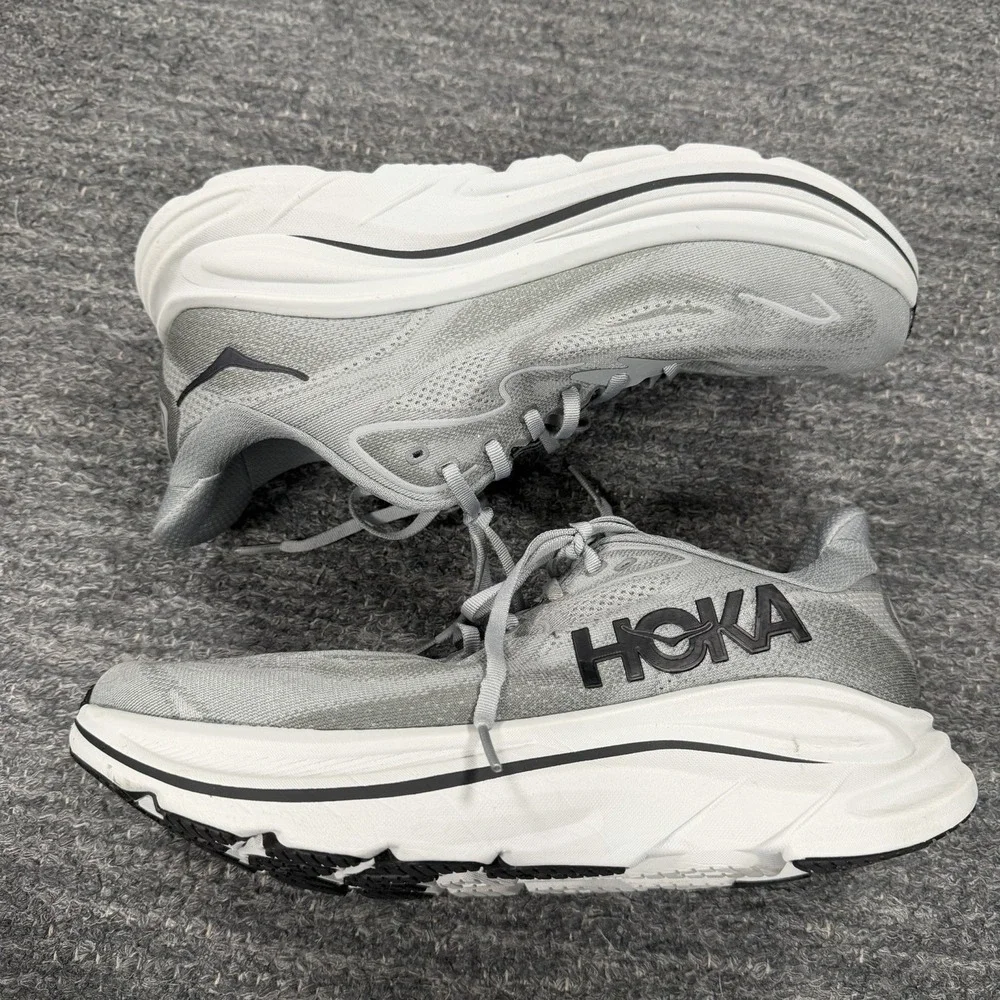 Hoka One One Clifton 10 Shoes Mens 11 2E Wide Gray Run Workout Jog Walk Train